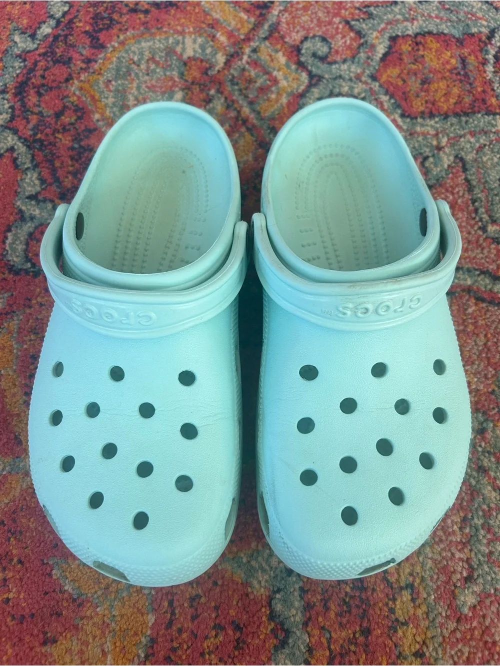 CROCS | Unisex Adult Turquoise Classic Slip On Clog W/Strap Men’s 9 Women’s 11